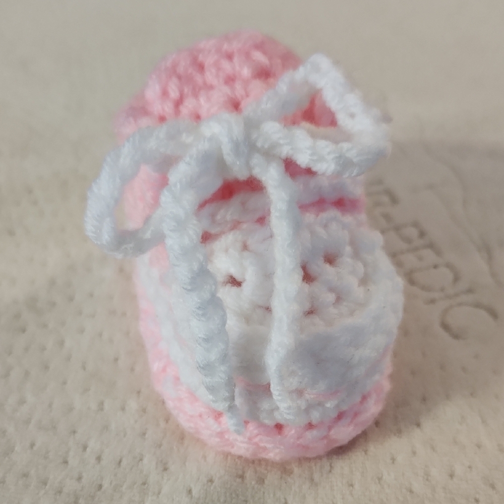 Pink and White Crochet Baby Booties